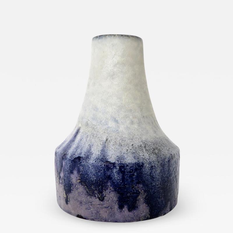 Marcello Fantoni Marcello Fantoni Italian Ceramic Vase with White Blue and Purple Glaze