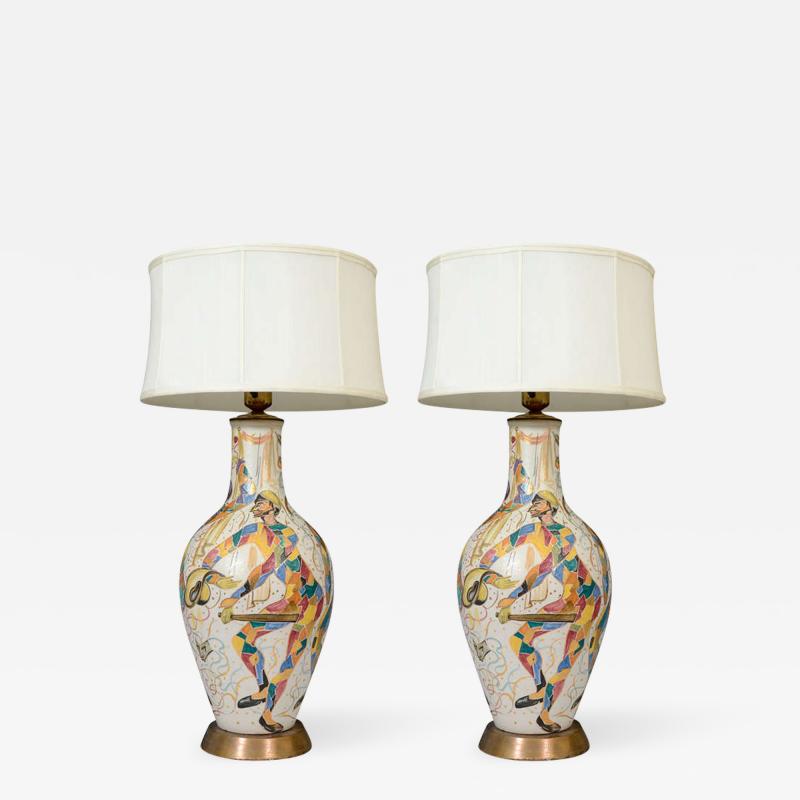 Marcello Fantoni Masquerade Themed Marcello Fantoni Pair of Lamps