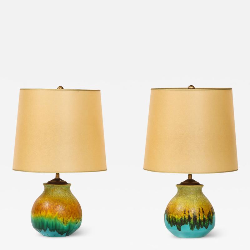 Marcello Fantoni Pair of Ceramic Table Lamps by Marcello Fantoni