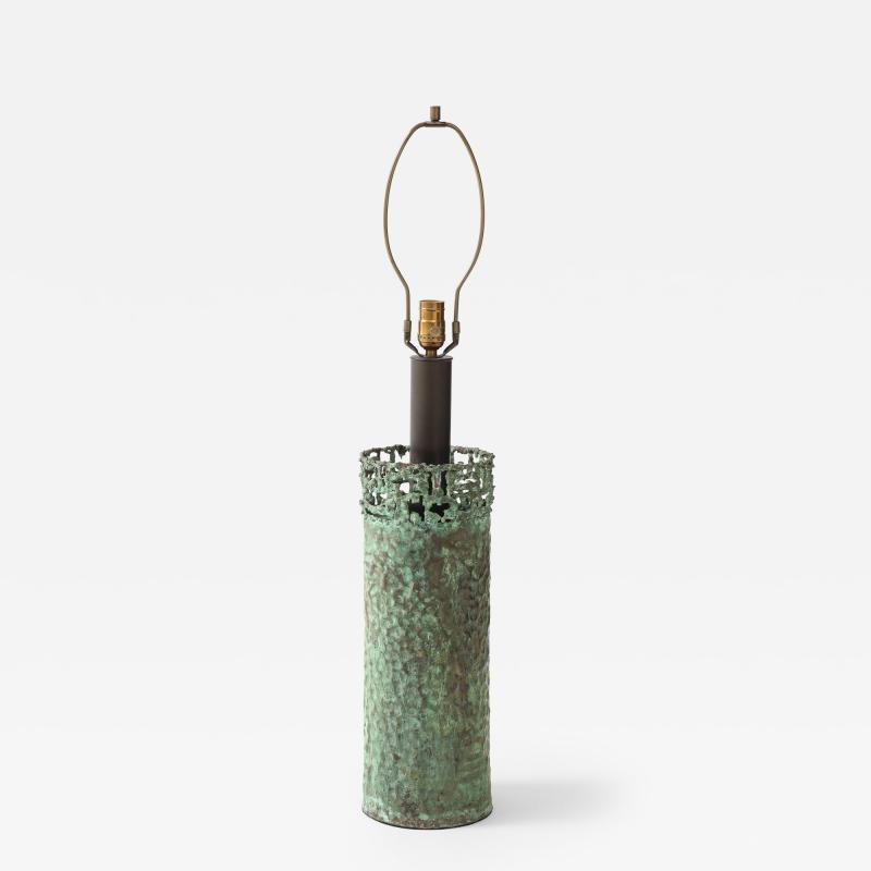 Marcello Fantoni Verdigris Copper Lamp by Marcello Fantoni