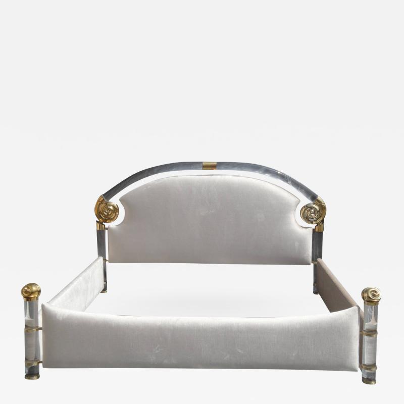 Marcello Mioni Lucite Brass Queen Bed by Marcello Mioni