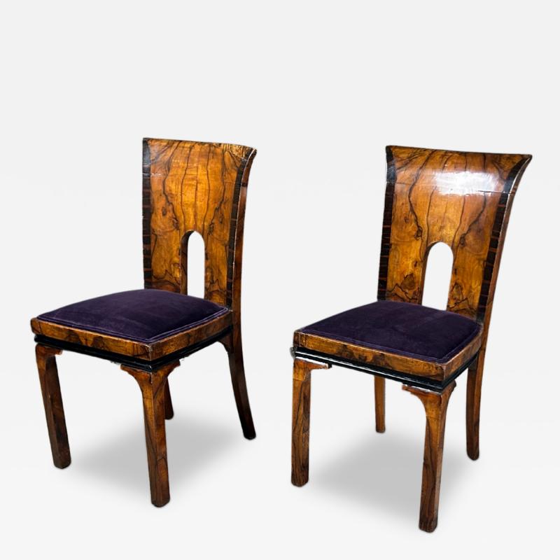 Marcello Piacentini 1930s Marcello Piacentini Pair Art Deco walnut briar macassar ebony chair