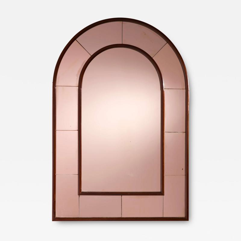 Marcello Piacentini Large mirror in Rationalist style mirrored glass and wood Italy 1930s
