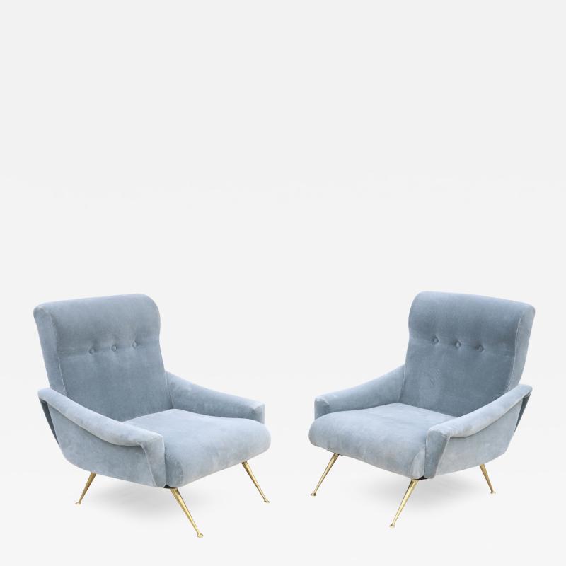 Marco Zanuso 1960s Mid Century Modern Italian Lounge Chairs In Mohair Fabric