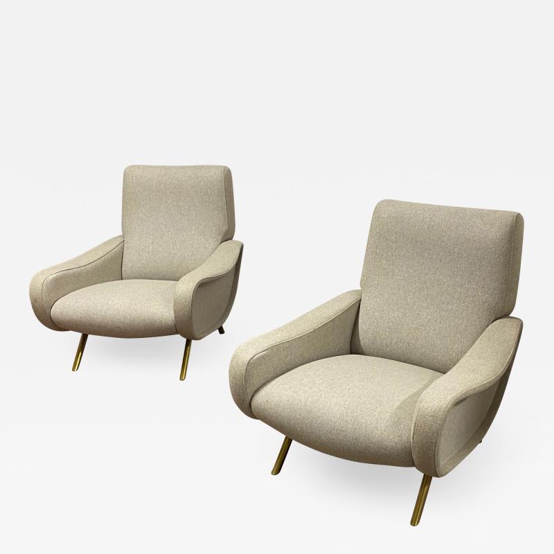 Marco Zanuso Marco Zanuso pair of chairs model Lady newly covered in wool cloth