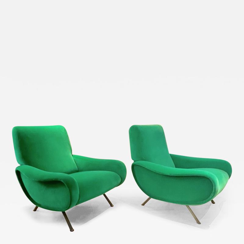 Marco Zanuso Marco Zanuso superb apple green pair of model lady chairs