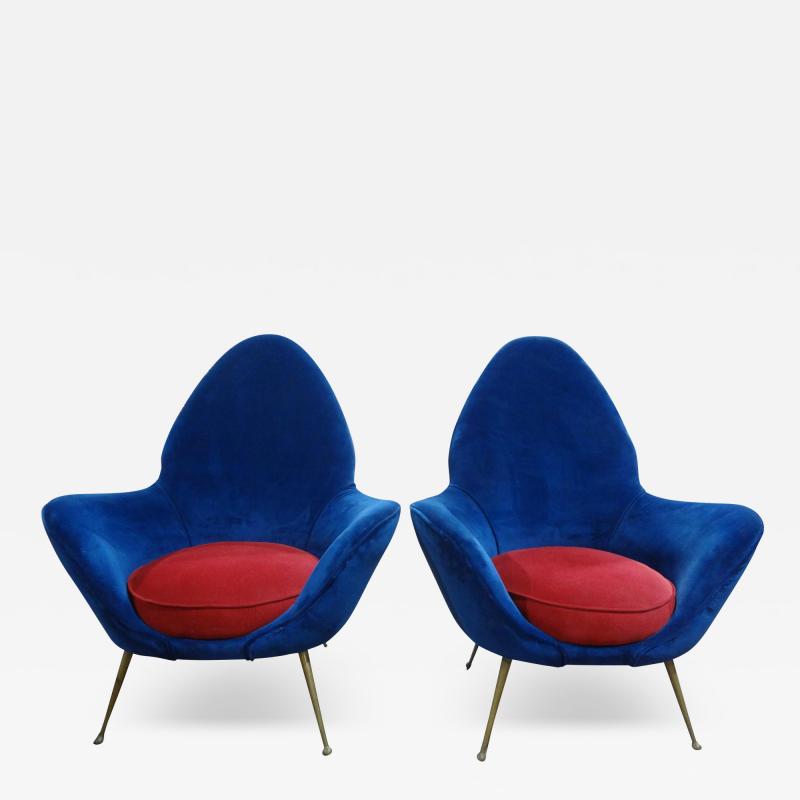 Marco Zanuso Pair Of Italian Modern Lounge Chairs By Marco Zanuso