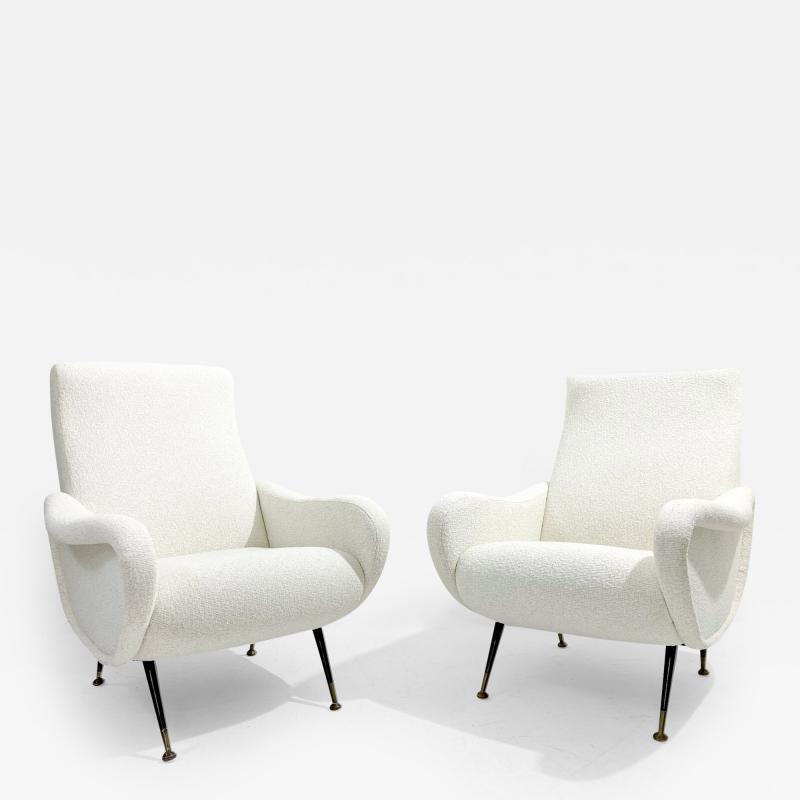 Marco Zanuso Pair of Italian Mid Century Modern Armchairs in the Style of Marco Zanuso