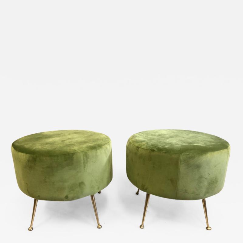 Marco Zanuso Pair of Mid Century Modern Round Stools or Benches Attributed to Marco Zanuso