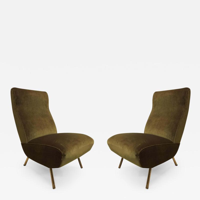 Marco Zanuso Rare Pair of Mid Century Modern Triennale Lounge Chairs Marco Zanuso Italy 1951