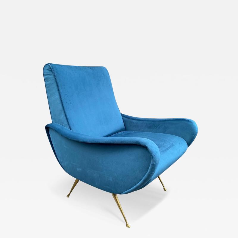 Marco Zanuso SOFT BLUE VELVET LADY CHAIR IN THE MANNER OF MARCO ZANUSO