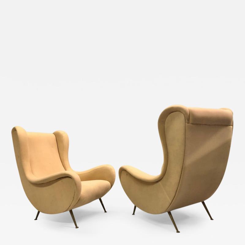 Marco Zanuso Vintage Pair of Italian Senior Chairs Lounge Chairs by Marco Zanuso Arflex