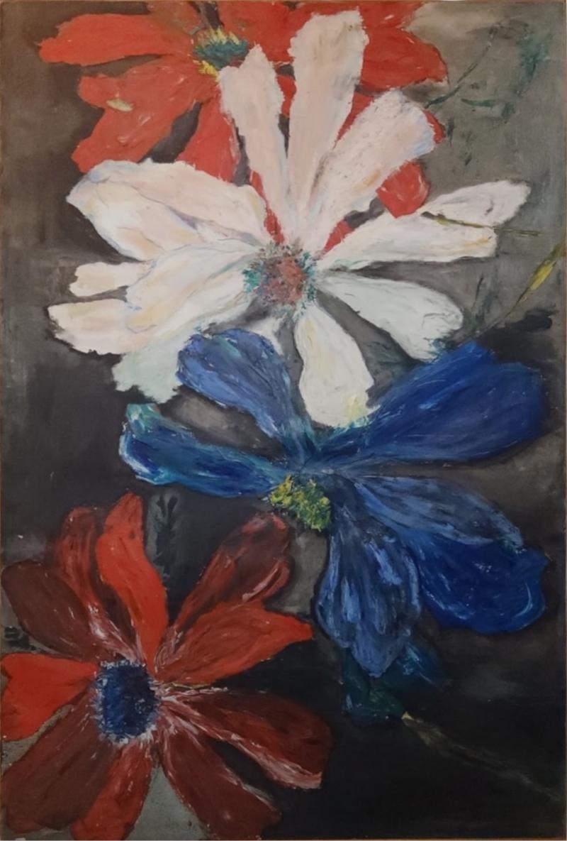 Margaret Milliken Untitled Cosmos Acrylic on Canvas by Margaret Milliken c 1966 Large 84 x 54 