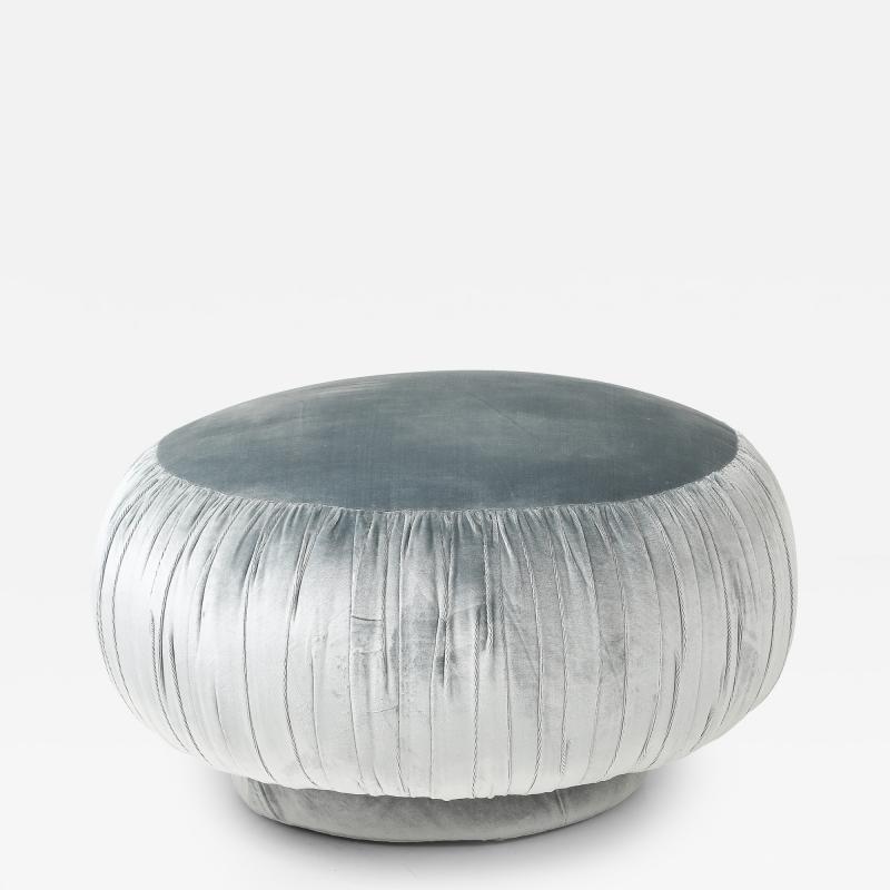 Marge Carson Marge Carson Iceberg Blue Velvet Pouf