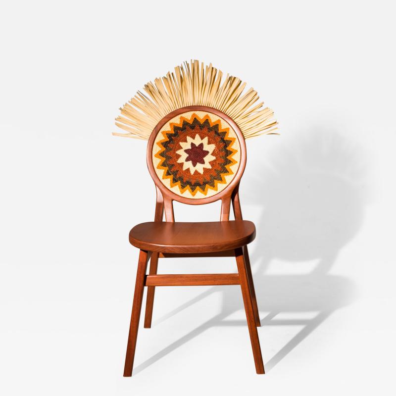 Maria Fernanda Paes de Barros Cocar Chair with headdress in Cabre va wood With artisans from Brazil