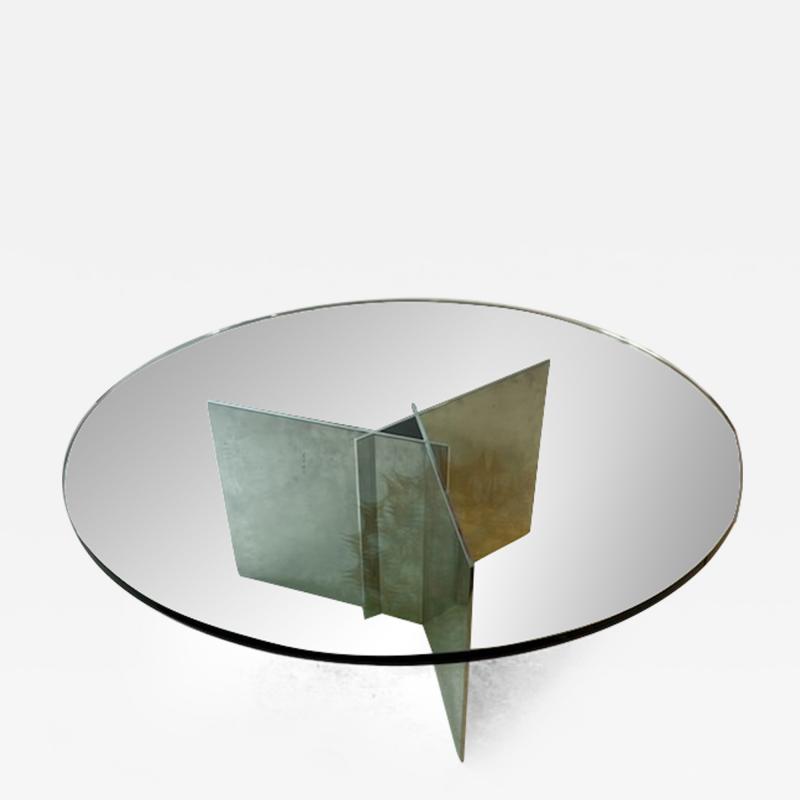 Maria Pergay MODERNIST ALUMINUM AND GLASS COFFEE TABLE