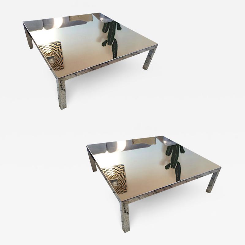 Maria Pergay Maria Pergay pair of polished steel square coffee table or side tables