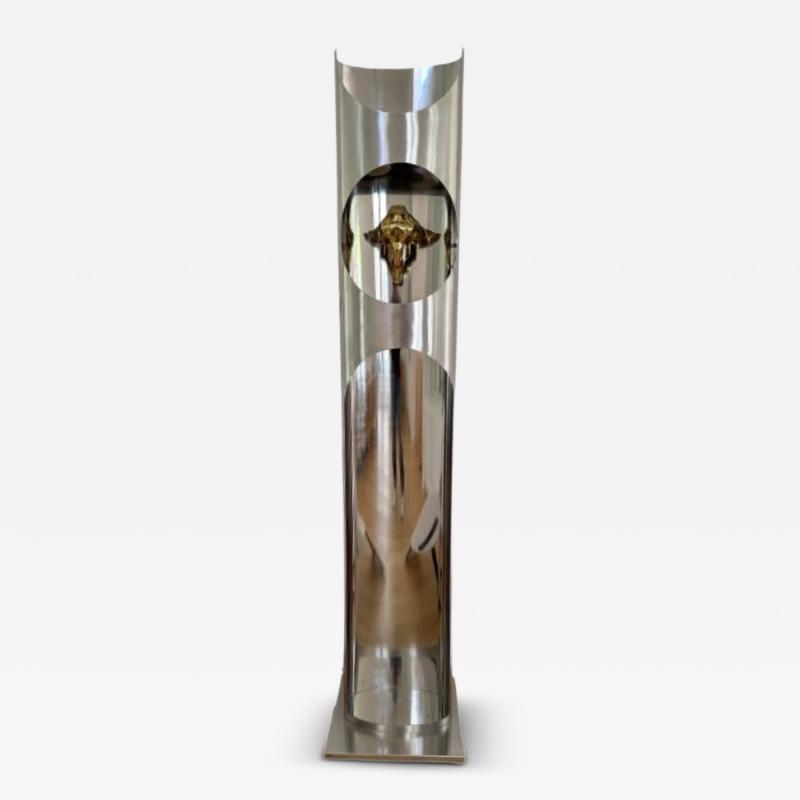 Maria Pergay Skull Floor Lamp in Stainless Steel and Bronze