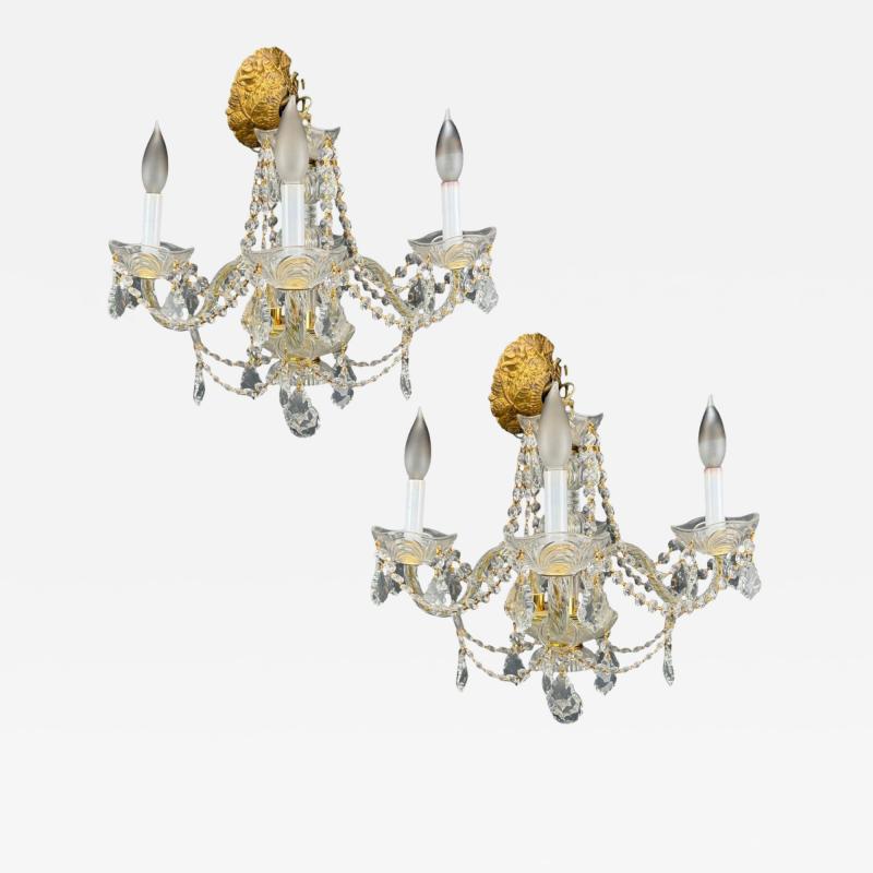 Maria Theresa Style Venetian Chandeliers Crystal Brass Italy 1960s
