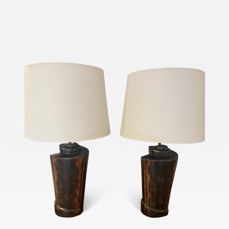 Marianna Van Allesch Pair of American Art Deco Marianna von Allesch Ceramic Table Lamps