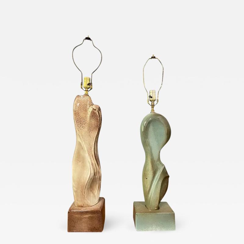 Marianna Von Allesch Marianna von Allesch Pair of Complimentary Ceramic Mid Century Table Lamps