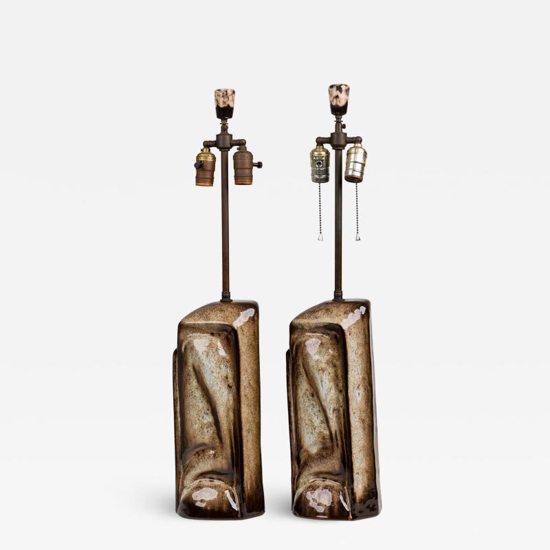 Marianna Von Allesch Pair of Marianna von Allesch for Carola Ceramics German Ceramic Table Lamps