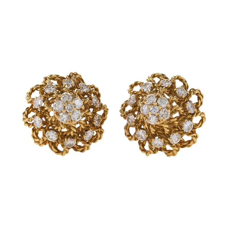 Marianne Ostier Marianne Ostier Mid 20th Century Diamond and Gold Earrings