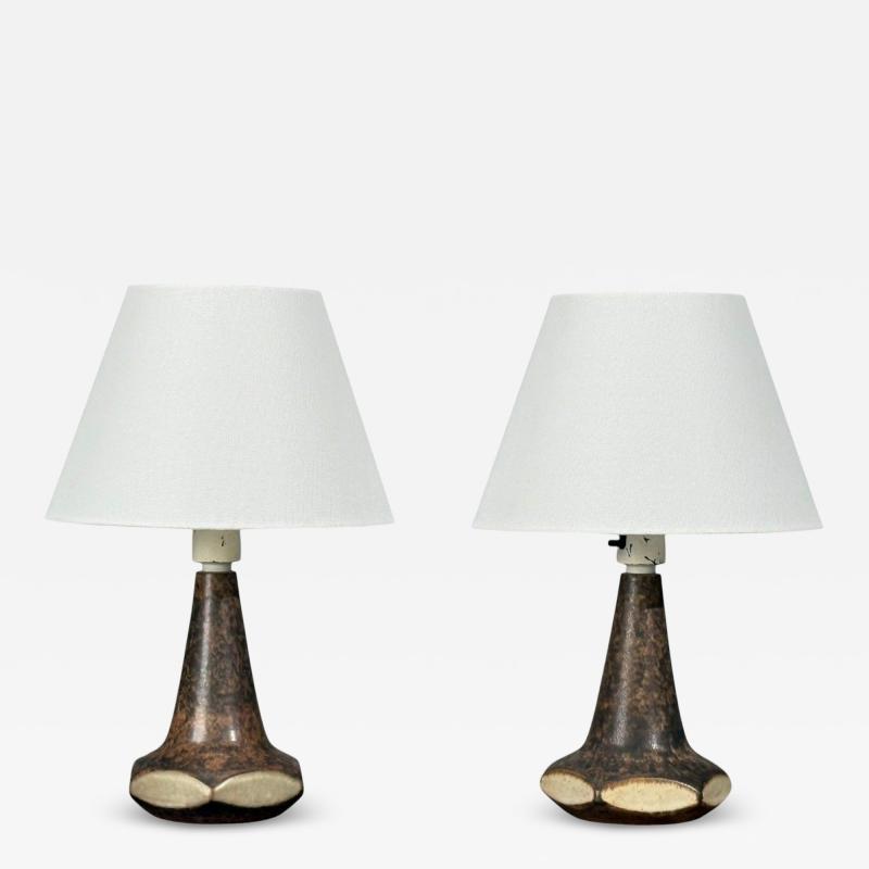 Marianne Starck Table Lamps Brown Stoneware Denmark 1960s