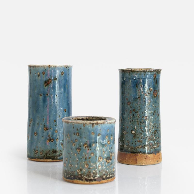 Marianne Westman 3 MARIANNE WESTMAN RORSTRAND STUDIO VASES IN BLUE GLAZE 