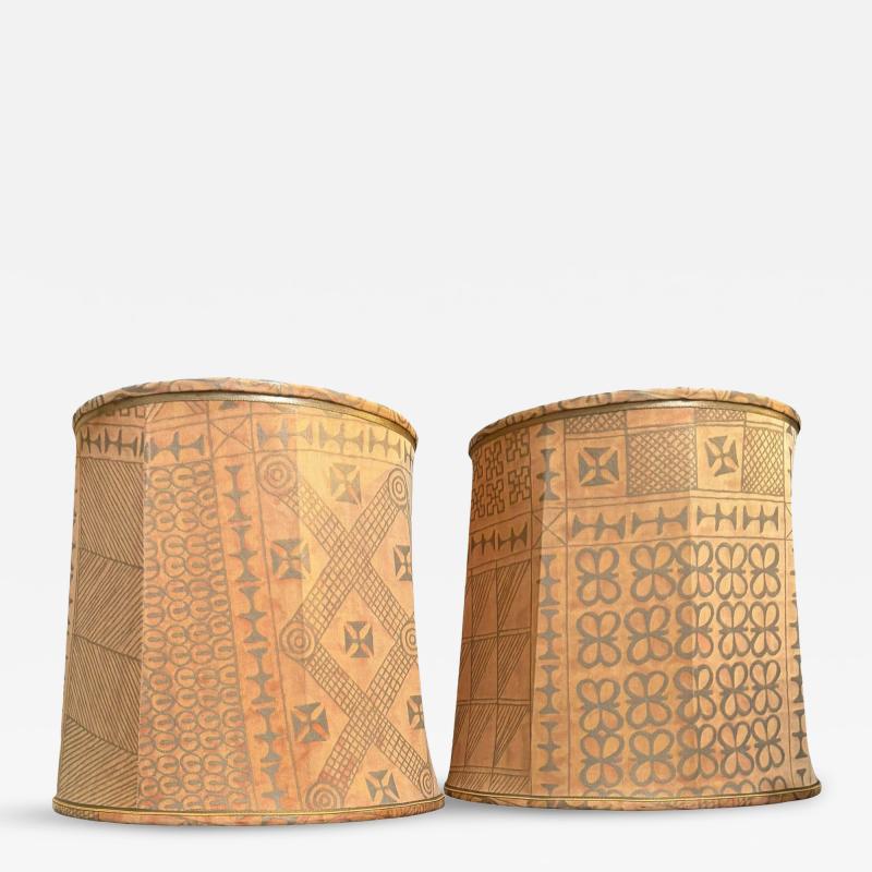 Mariano Fortuny Pair of Large Mariano Fortuny Custom Made Lamp Shades
