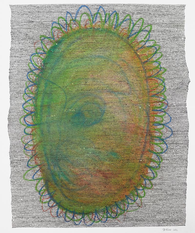 Marie Pierre Biau UNTITLED 67 X 56 GREEN 2022 Framed drawing on paper