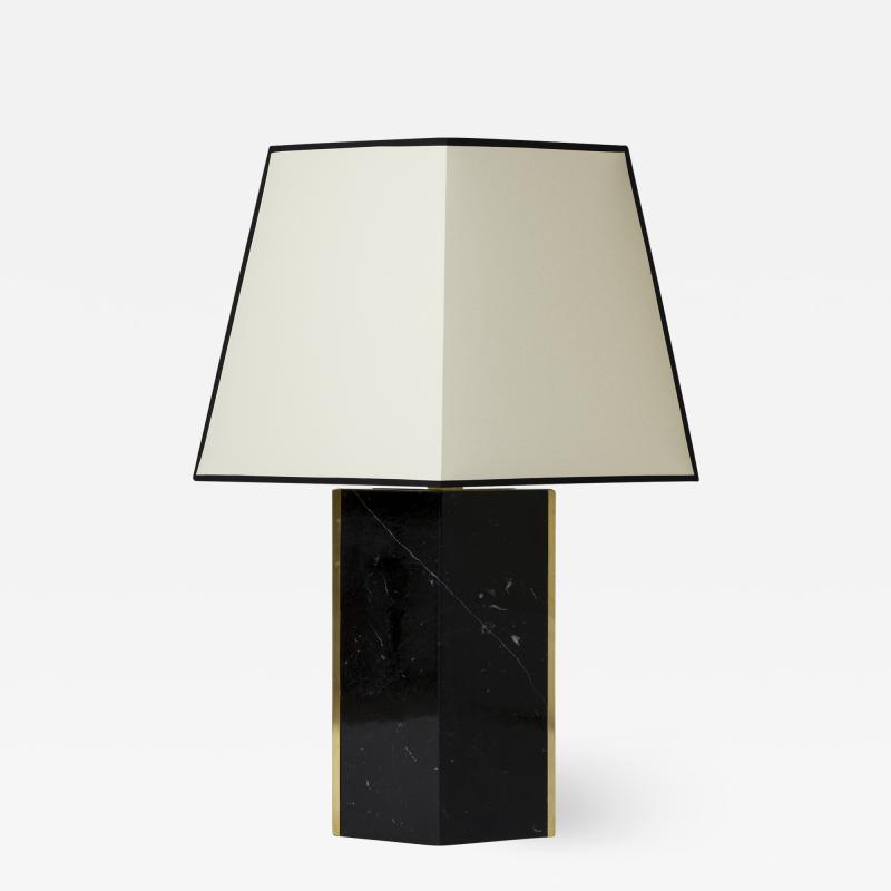 Marine Black Marble and Brass Table Lamp by Dorian Caffot de Fawes