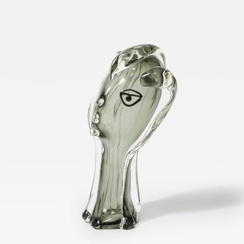 Mario Badioli Mid Century Handblown Murano Glass Abstract Portrait Sculpture by Mario Badioli