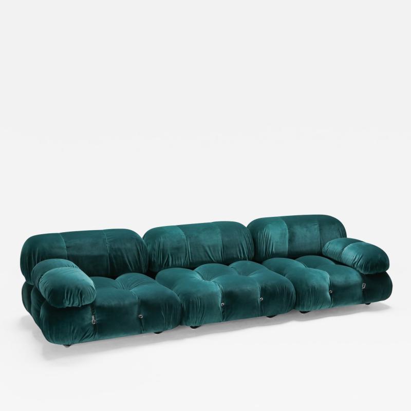 Mario Bellini Camaleonda Green Velvet three element sofa by Mario Bellini B B Italia 1970s