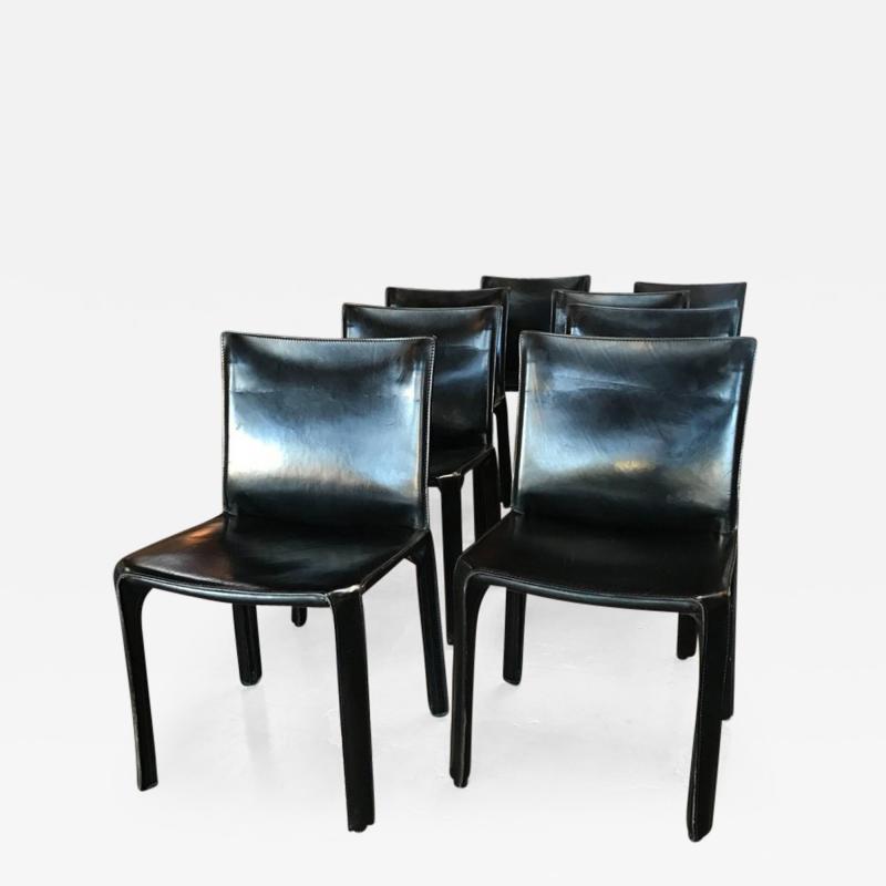 Mario Bellini Cassina Chairs Model Cab Nr 412 Mario Bellini in Black Leather Set of Eight