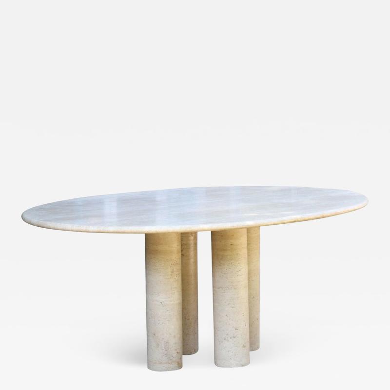 Mario Bellini Colonnata II oval dining table in travertine for Cassina 1970