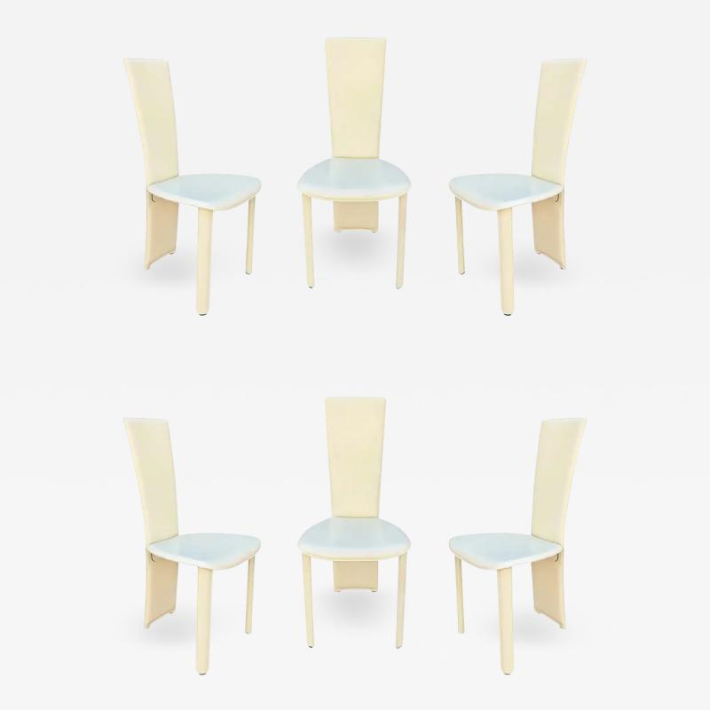 Mario Bellini Frag Italy 6 Stitched Leather Side Chairs Style of Mario Bellini Post Modern