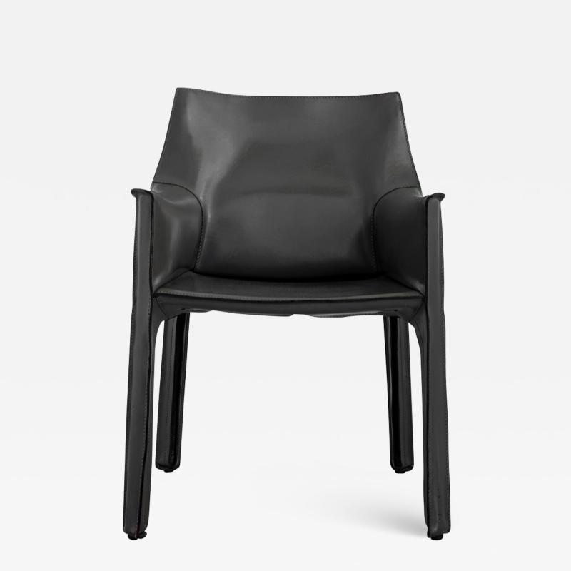 Mario Bellini GREY LEATHER CAB ARM CHAIR BY MARIO BELLINI FOR CASSINA