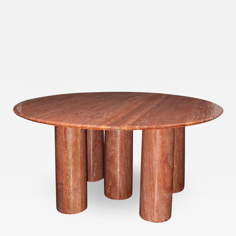 Mario Bellini Monumental Round Il Collonato Red Persian Travertine Table