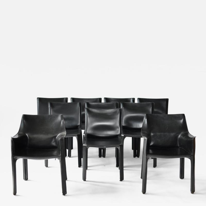 Mario Bellini Set of Ten Black Leather Cab Chairs by Mario Bellini for Cassina