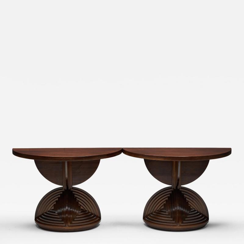 Mario Ceroli Custom Sculptural Console Tables by Mario Ceroli Italy 1970s