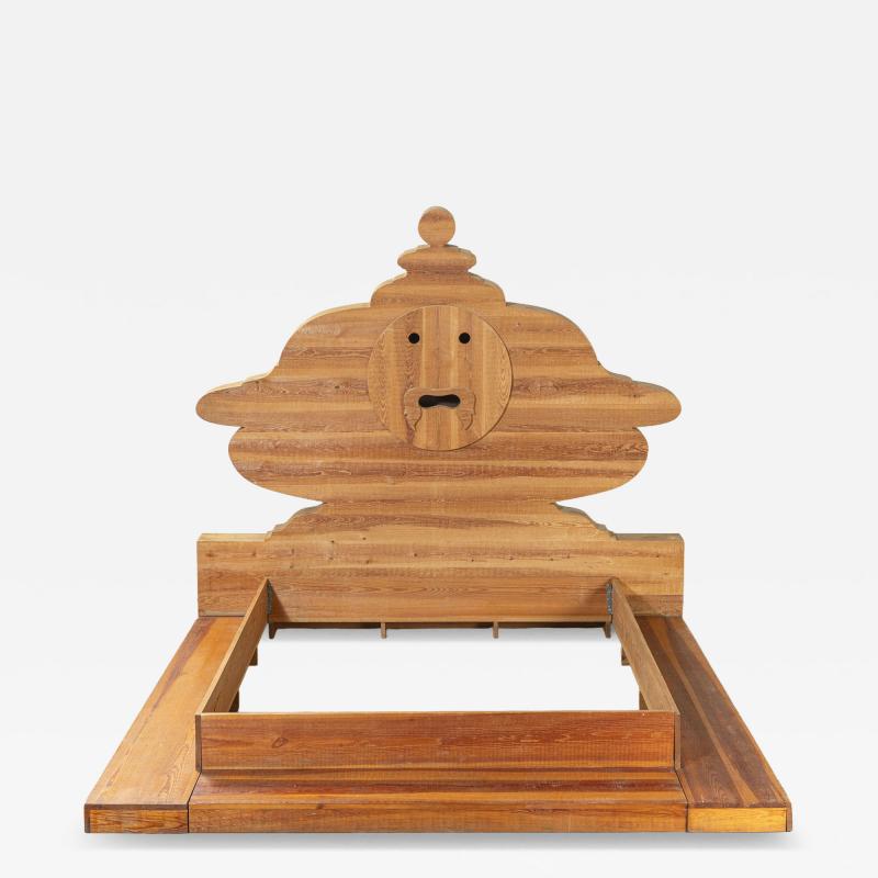 Mario Ceroli Mario Ceroli for Poltronova Wooden Bed mod La Bocca della Verit 