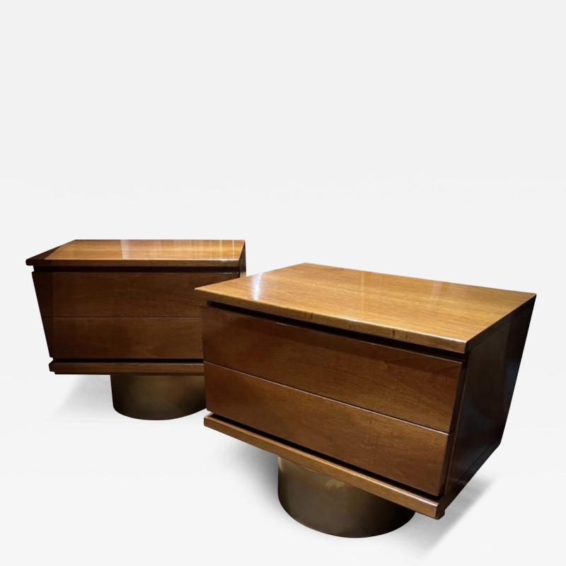 Mario Marenco Large pair of two drawers bedside tables by Mario Morenco