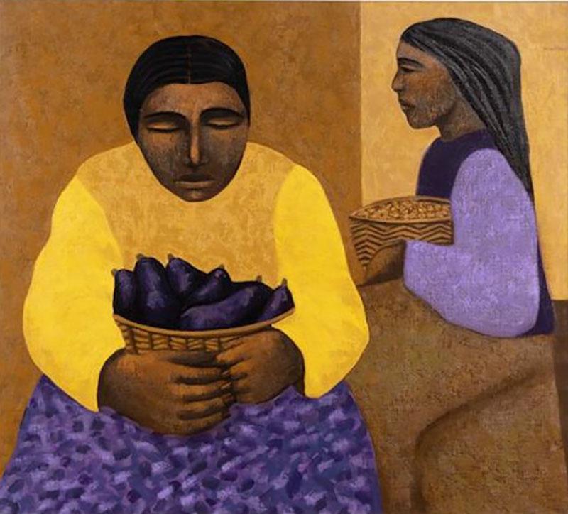 Mario Miguel Mollari Mujer con granos Oil on Canvas