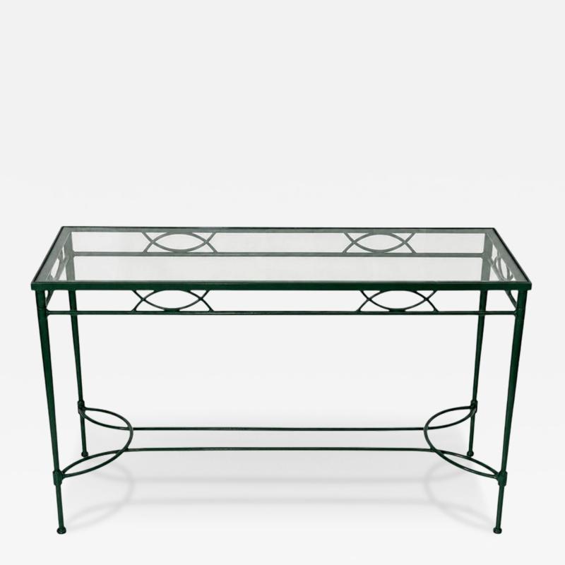 Mario Papperzini Mario Papperzini for Janus et Cie Green Iron and Glass Console Table