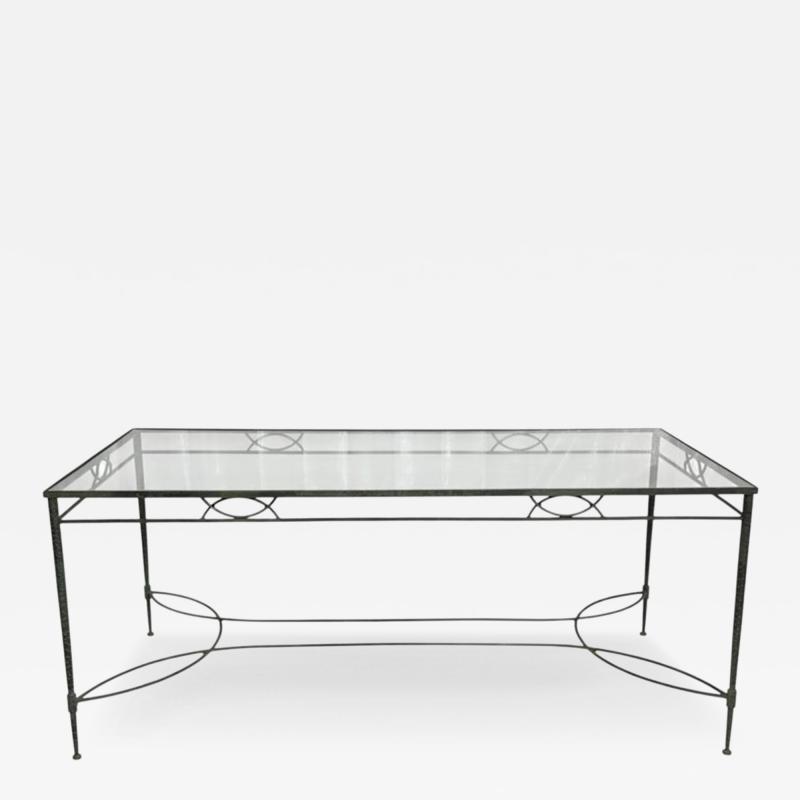 Mario Papperzini Mario Papperzini for Salterini Wrought Iron Patio Dining Table with Glass Top