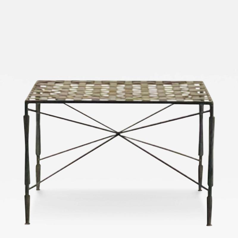 Mario Papperzini Patinated Wrought Iron Ottoman by Mario Papperzini for John Salterini