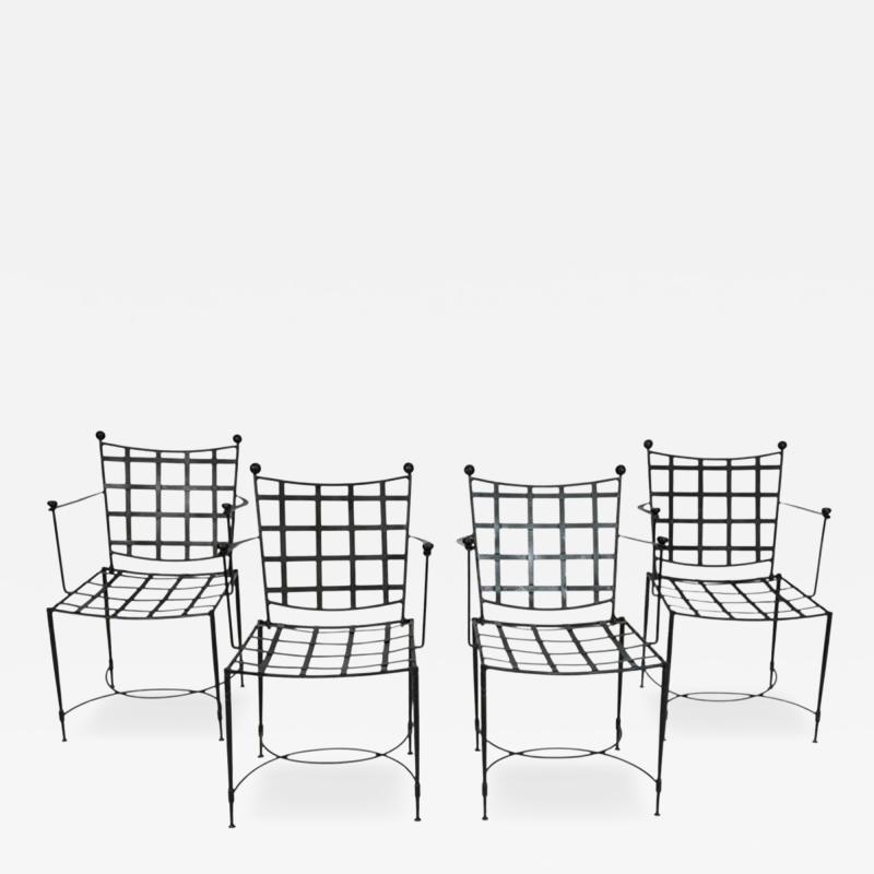 Mario Papperzini Set Of Four Mario Papperzini for Janus et Cie Wrought Iron Dining Armchairs