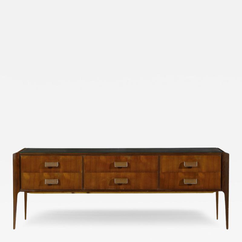 Mario Quarti 1950s Italian Com walnut leather 78 sideboard