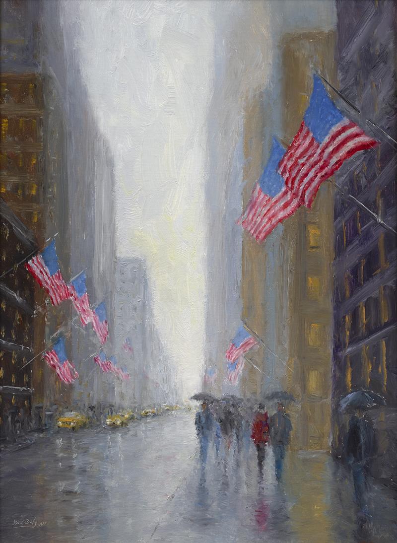 Mark Daly Rainy Day Flags New York City
